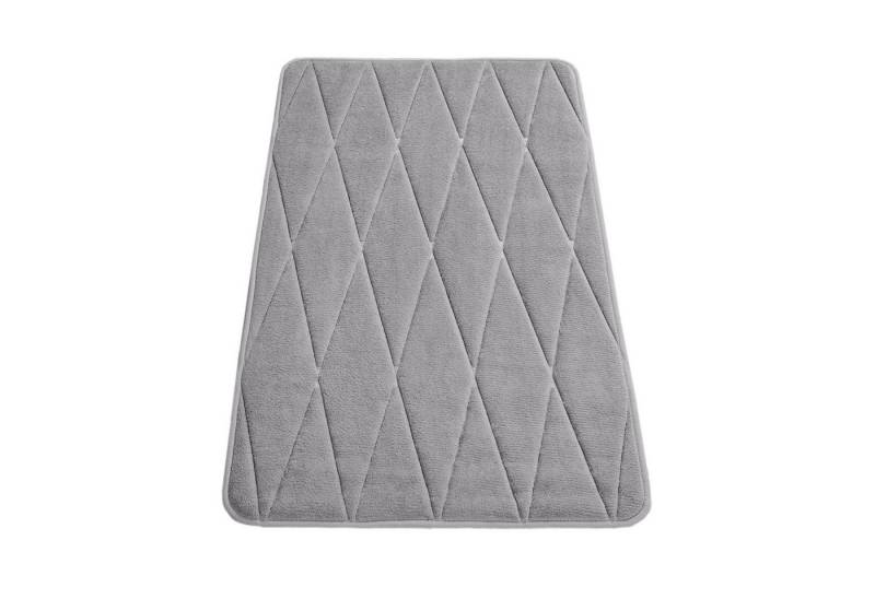KADIMA DESIGN Teppich waschmaschinenwaschbar Geometrisch 3D Waschbarer Teppich Badezimmer, Rechteckig, Höhe: 5 mm, Florhöhe: 1 mm, 100% Polyester, Rechteckig, 50x80cm, Grau von KADIMA DESIGN