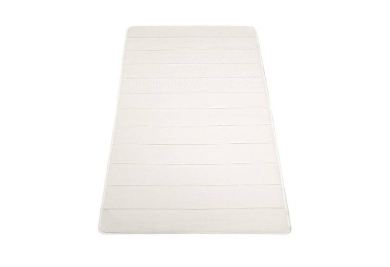 KADIMA DESIGN Teppich waschmaschinenwaschbar Streifen 3D Flur Waschbarer Teppich Badezimmer, Rechteckig, Höhe: 5 mm, Florhöhe: 1 mm, 100% Polyester, Rechteckig, 50x80cm, Creme von KADIMA DESIGN