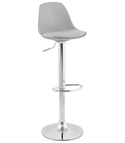 Verstellbarer Barhocker | Höhenverstellbarer Hocker mit Rückenlehne | Gepolsterter Barstuhl mit Metallsockel | Modernes Design | 42x39x104 cm Höhenverstellbar 61-84 cm | Princes Kollektion von KADIMA DESIGN