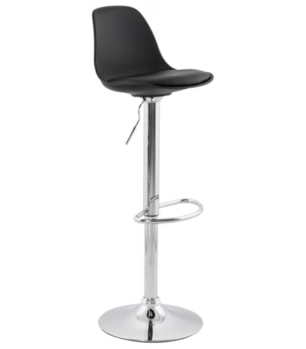 Höhenverstellbarer Barhocker mit Rückenlehne Kunstleder | Barstuhl gepolstert mit Fußstütze | Tresenhocker ergonomisch verstellbar | Minimalistisches Design | 61-84 cm höhenverstellbar | Schwarz von KADIMA DESIGN
