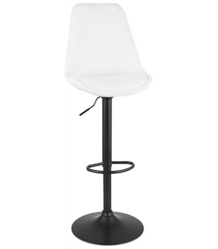 KADIMA DESIGN Höhenverstellbarer Barhocker Metall Textil | Barstuhl mit Weißer Sitzfläche Schwarze Beine | Design Küchenstuhl Höhenregulierbar | Modern Platzsparend | 48x55x103-123 cm Rosita von KADIMA DESIGN