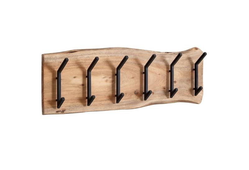 KADIMA DESIGN Wandgarderobe Design Wandgarderobe Akazie Massivholz / Metall 100 x 29 x 12,5 cm, Hakenleiste Flurgarderobe Wand, Garderobe Holz von KADIMA DESIGN