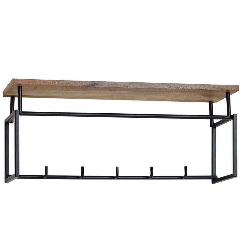 KADIMA DESIGN Wandgarderobe Design Wandgarderobe Mango Massivholz Metall 71x29x20 cm (Flurgarderobe Garderobe Wand Holz), Hakenleiste mit Ablage und Kleiderstange von KADIMA DESIGN