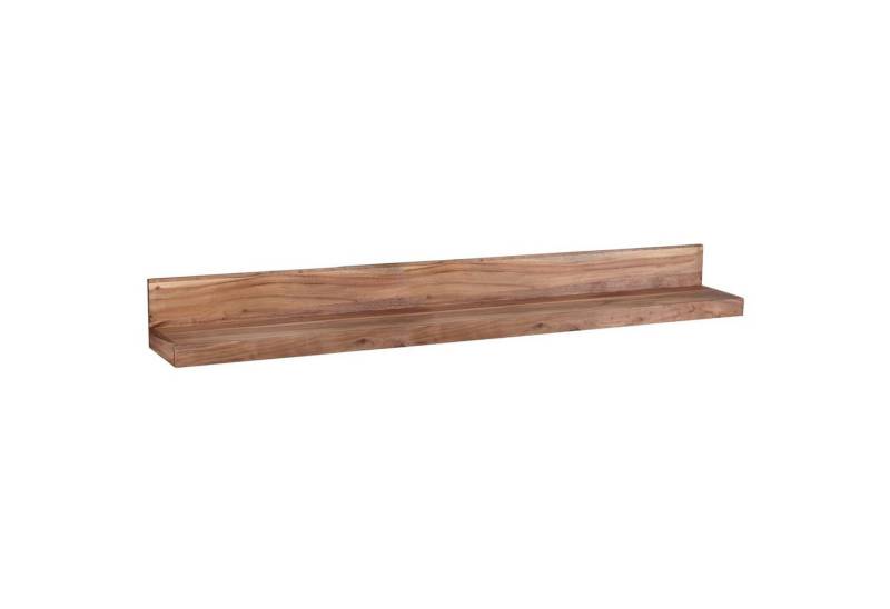 Wohnling Wandregal Wandregal MUMBAI Massiv-Holz Akazie Holzregal 160 cm Landhaus-Stil, Hänge-Regal Echt-Holz Wand-Board, Hänge-Regal Echt-Holz Wand-Board von Wohnling