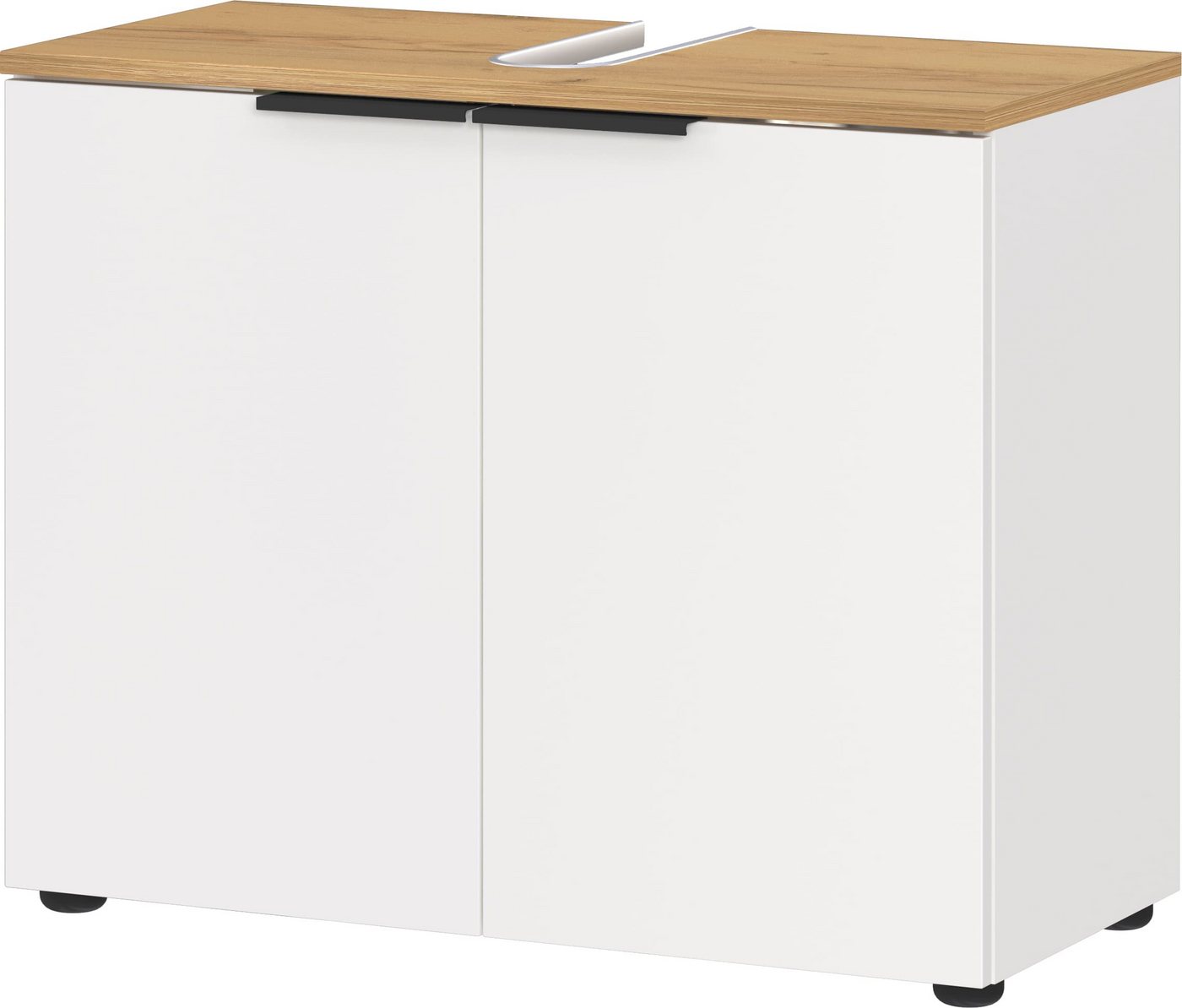 KADIMA DESIGN Waschbeckenunterschrank Waschbeckenunterschrank mit Siphonaussparung, 60x34x58, Weiß-Beige von KADIMA DESIGN