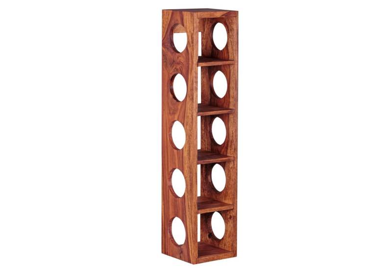KADIMA DESIGN Weinregal Weinregal MUMBAI Massiv-Holz Sheesham Flaschen-Regal Wandmontage für, 5 Flaschen Holzregal modern mit Ablage 70 cm von KADIMA DESIGN