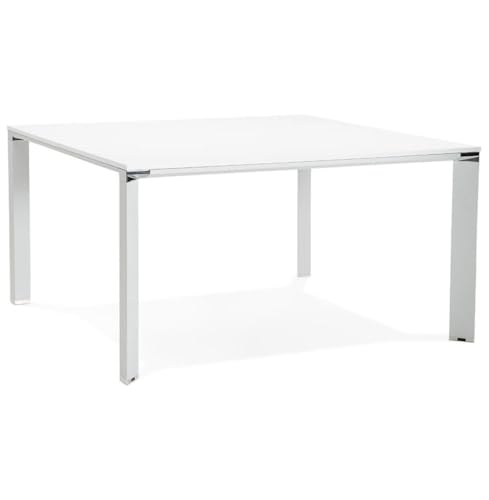 KADIMA DESIGN Weißer Schreibtisch fürs Büro | Quadratischer Konferenztisch | großer Arbeitstisch | 140x140 cm | Chromakzente | Moderner Stil | Perfekt für Teamarbeit & Besprechungen | KERIX KADIMA DESIGN Weißer Schreibtisch fürs Büro | Quadratischer Konferenztisch | großer Arbeitstisch | 140x140 cm | Chromakzente | Moderner Stil | Perfekt für Teamarbeit & Besprechungen | KERIX von KADIMA DESIGN