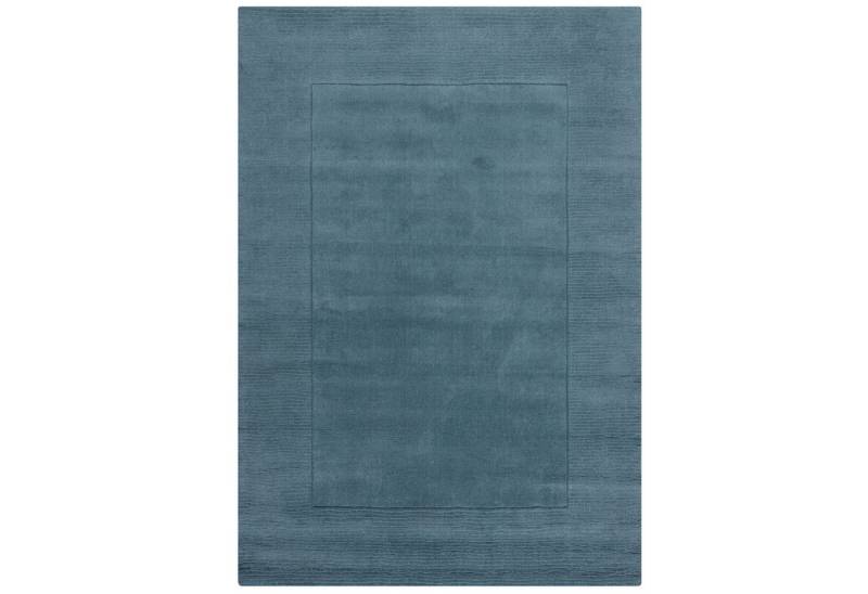 KADIMA DESIGN Wollteppich handgewebt Uni-Design mit Bordüre rutschfest Teppich 100% Wolle - MOLE, Rechteckig, Höhe: 8 mm, Gewebt von KADIMA DESIGN