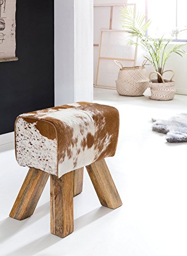 KADIMA Design Sitzhocker Ziegenfell Braun Massivholz Springbock Fußhocker Turnhocker von KADIMA DESIGN