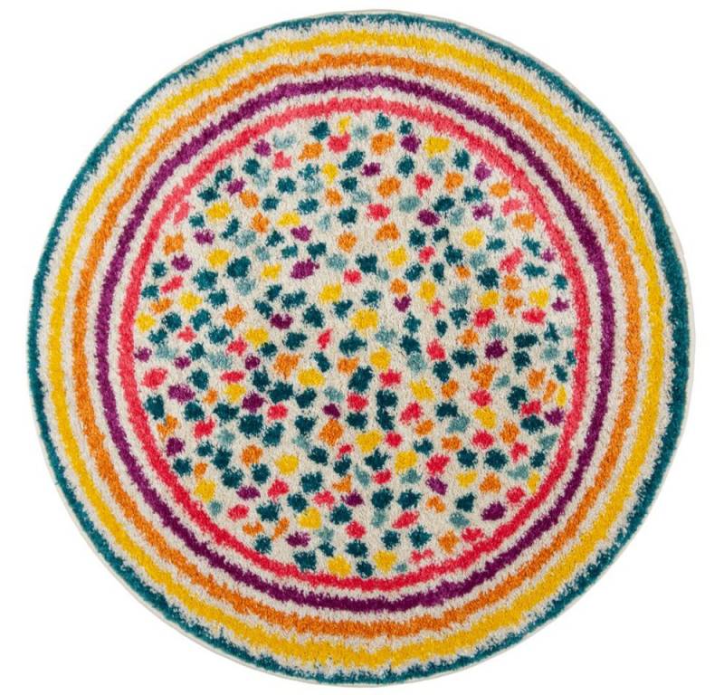 KADIMA DESIGN Kinderteppich Weicher, Bunter Shaggy Kinder-Teppich, pflegeleicht, ideal für Spiel, Rund, Höhe: 20 mm, Poldichte: 2400 g/qm,Kinderteppich,Abstrakt,Kinder Muster von KADIMA DESIGN