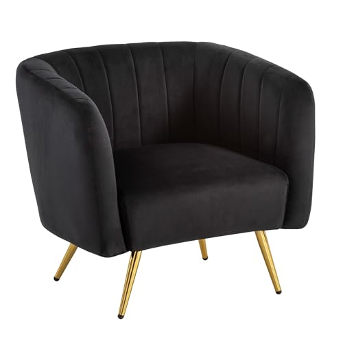 Loungesessel Samt Schwarz Design Clubsessel mit Metallbeine | Schalenstuhl gepolstert mit Rückenlehne | Cocktailsessel Lounge Armlehnen | Sessel mit Stoffbezug von KADIMA DESIGN