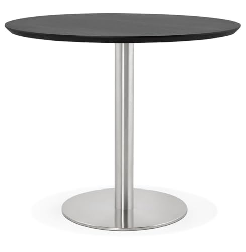 Robuster Runder Esstisch Ø 90 cm mit Stahlgestell und MDF-Platte – für Küche und Essbereich - MORANO Kollektion. Farbe: Schwarz. Größe: 90x90x75 cm von KADIMA DESIGN