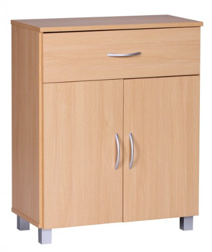 Sideboard Buche WL1.335 60x75x30cm Kommode mit Schublade und Türen | Kleine Moderne Anrichte Braun | Design Holz Schrank | Allzweckschrank mit Griffen | Kleiner von KADIMA DESIGN