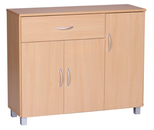Sideboard SETE Buche mit 1 Schublade & 3 Türen 90 x 75 x 30 cm | Design Kommode aus Holz | Anrichte Flur-Schrank mit Griffen von KADIMA DESIGN