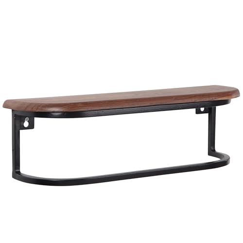 Wandregal 50x15x13 cm Sheesham Massivholz/Metall Hängeregal Industrial | Kleines Design Schweberegal Rechteckig | Regal Hängend Wohnzimmer | Akzentregal Wand von KADIMA DESIGN