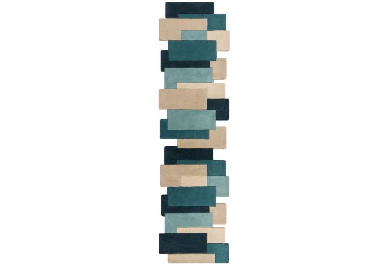 KADIMA DESIGN Wollteppich handgetuftet, geometrisch, rutschfest, 100 % Wolle Teppich, modern, Läufer, Höhe: 10 mm, Poldichte: 3900 g/qm,Pflegeleicht,Kurzflor,Läufer,Handgemacht von KADIMA DESIGN