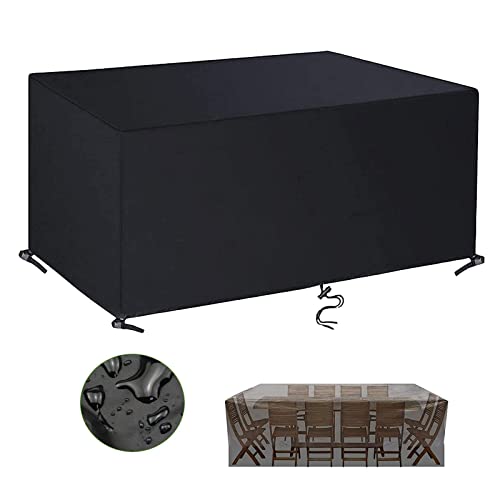 Abdeckung für Gartenmöbel, Rechteckig Schutzhülle für Gartentisch Atmungsaktiv Abdeckhaube für Tisch und Stühle, wasserdichte Oxford Gewebe Sitzgruppe Abdeckplane 72x60x60cm Schwarz von KADING