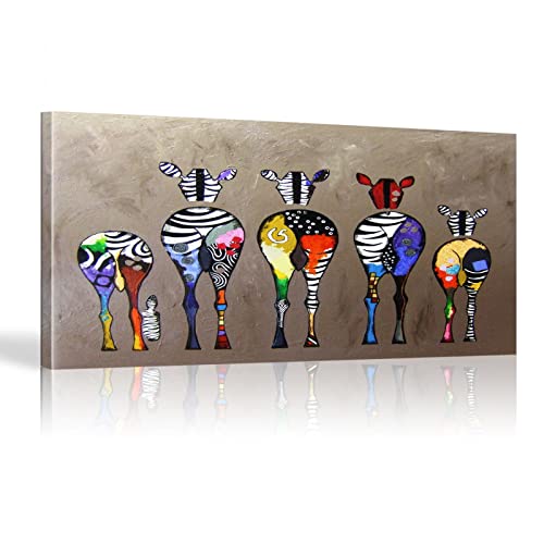 Abstrakte Zebra-Leinwandbilder an der Wand, bunte Tiere, Kunstdrucke, afrikanische Tiere, Kunstbilder für Wohnzimmer, Wanddekoration 85x170cm Mit Rahmen von KADING
