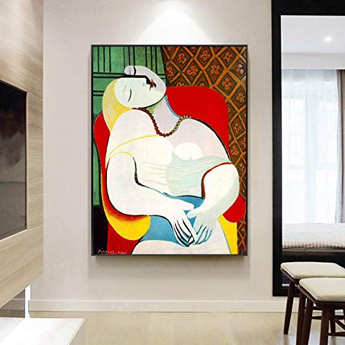 Berühmte Malerei Minimalist Pablo Picasso-The Dream Abstrakte Leinwand Malerei Wandkunst für Wohnzimmer Home Decor 70x90cm Innenrahmen von KADING