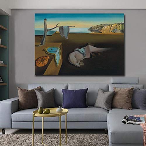 Berühmte Wandmalereien Die Beständigkeit der Erinnerung von Salvador Dali Leinwanddruck an der Wand Kunstposter und Drucke für Wohnzimmer 95 x 150 cm (37 x 59 Zoll) mit Rahmen von KADING