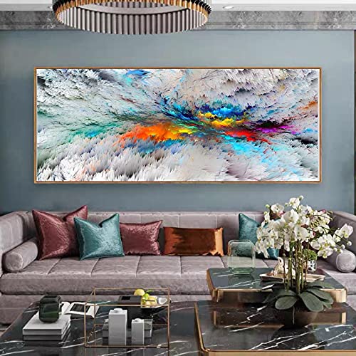 KADING Große abstrakte Wolke Landschaft Leinwanddruck Leinwand Gemälde Poster und Drucke Wandkunst Bilder für Wohnzimmer Dekor 60 x 150 cm (24 x 59 Zoll) Innenrahmen von KADING