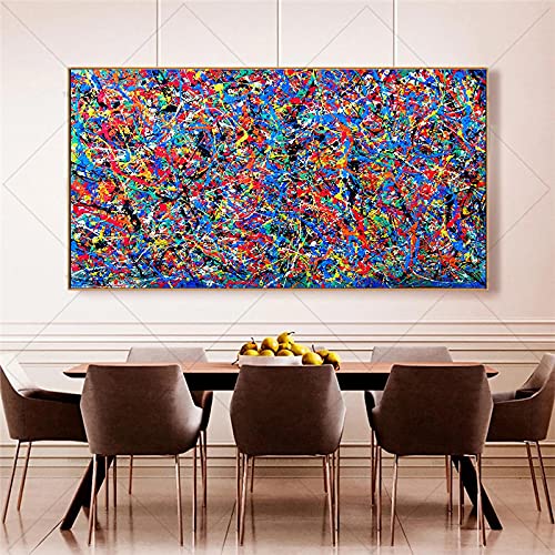 Jackson Pollock Abstrakte bunte Linien Leinwand Gemälde an der Wand Poster und Druck Moderne Wandkunst Bild für Wohnzimmer 75x150cm(30x59in) Innenrahmen von KADING