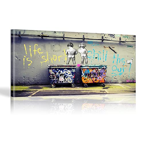 KADING Banksy Graffiti Art Abstrakte Leinwandmalerei Poster und Drucke Life Is Short Chill The Duck Out Wall Canvas Art Home Decor 60x120cm Mit Rahmen von KADING