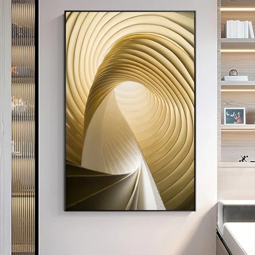 KADING Gerahmter Druck auf Leinwand – Modernes, räumliches Erweiterungs-Leinwandgemälde, abstraktes Gebäude, Weltraum-Wandkunst für den Gangkorridor, 70x98cm(28x39 Zoll), mit Rahmen von KADING
