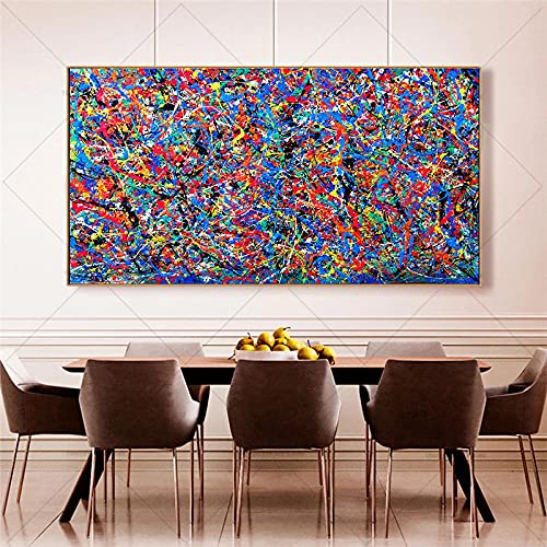 KADING Jackson Pollock Abstrakte bunte Linien Leinwand Gemälde an der Wand Poster und Druck Moderne Wandkunst Bild für Wohnzimmer 65x130cm(26x51in) Innenrahmen von KADING