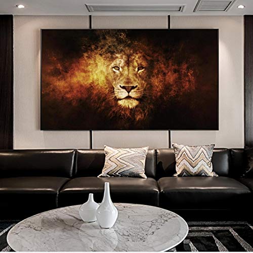 Nordische Kunst Löwe von Juda Leinwand Kunst Poster und Drucke Große wilde Löwenkopf Tiere Gemälde an der Wand Bilder Startseite 70x105cm Innenrahmen von KADING