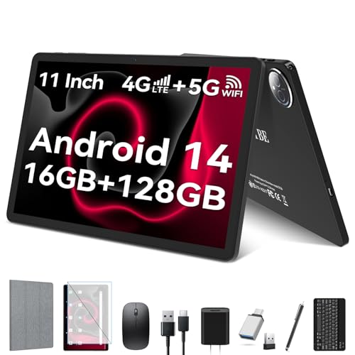 KADYBE 2025 Neuestes Tablet 11 Zoll 2 in 1 Android 14 Tablet mit Tastatur,Octa-Core,16 + 128GB ROM(TF 1TB) 13MP + 8MP Kamera, mit Schutzhülle Maus Stylus Unterstützung 5G WiFi, IPS FHD von KADYBE