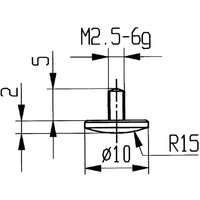Messeinsatz Ø 10 mm gewölbt Radius 15 M2,5 Stahl passend zu Messuhren von KÄFER