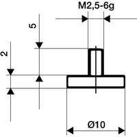 Messeinsatz ø 10 mm plan M2,5 Stahl passend zu Messuhren von KÄFER