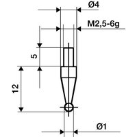 Messeinsatz ø 3 mm Kugel M2,5 Stahl passend zu Messuhren von KÄFER