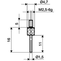 Messeinsatz ø 1,5 mm Länge 50 mm Stift M2,5 Stahl passend zu Messuhren von KÄFER