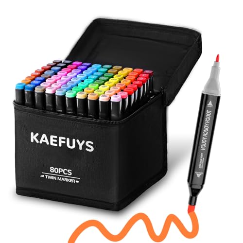KAEFUYS 80 Marker Stifte Set, Doppelseitige Alkohol Stifte Set, Schnelltrocknend Alcohol Marker für Künstler, Schüler & Erwachsene zum Zeichnen, Skizzieren, Manga & Bullet Journal von KAEFUYS