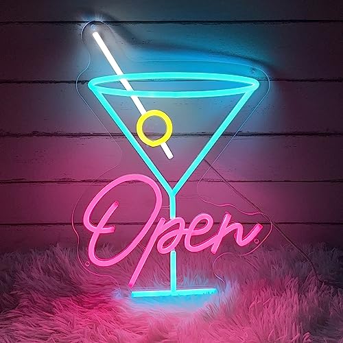 Neon Sign Open, 28.5 * 40cm LED Schild Neon Schilder Wanddeko Leuchtschild Neonlicht Dekoration für Bar Cafe Geburtstagsfeiern Versammlungen(USB-Stromanschluss, Mit Montagezubehör) von KAEGORT