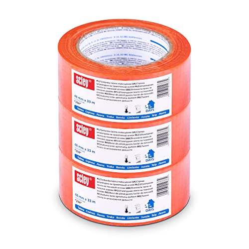 KAEM SCLEY Goldband, Abklebeband Breite 48mm, Länge 33m, 3 Stück Abdeckband, Klebeband, Kreppband für Malerarbeiten, Malerkrepp, wasserdichter Klebstoff, painters tape, Serie *294*, A0323-943348 von KAEM