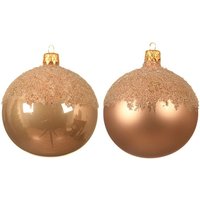 Kaemingk Bv - Verschiedene roségoldene Weihnachtskugeln mit glitzerbedeckter Spitze Ø8 cm von KAEMINGK BV