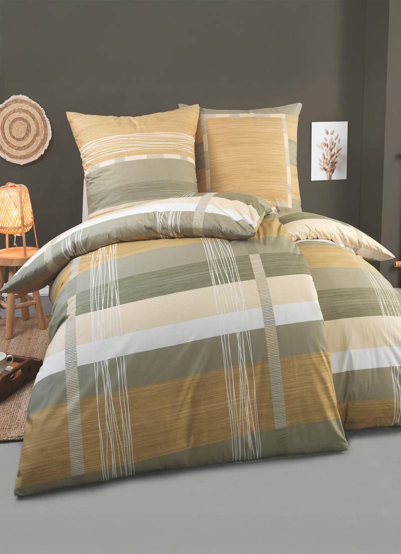 Bettwäsche-Garnitur in Renforcé-Qualität, Größe 111 (40/80 cm + 135/200 cm), Khaki von KAEPPEL