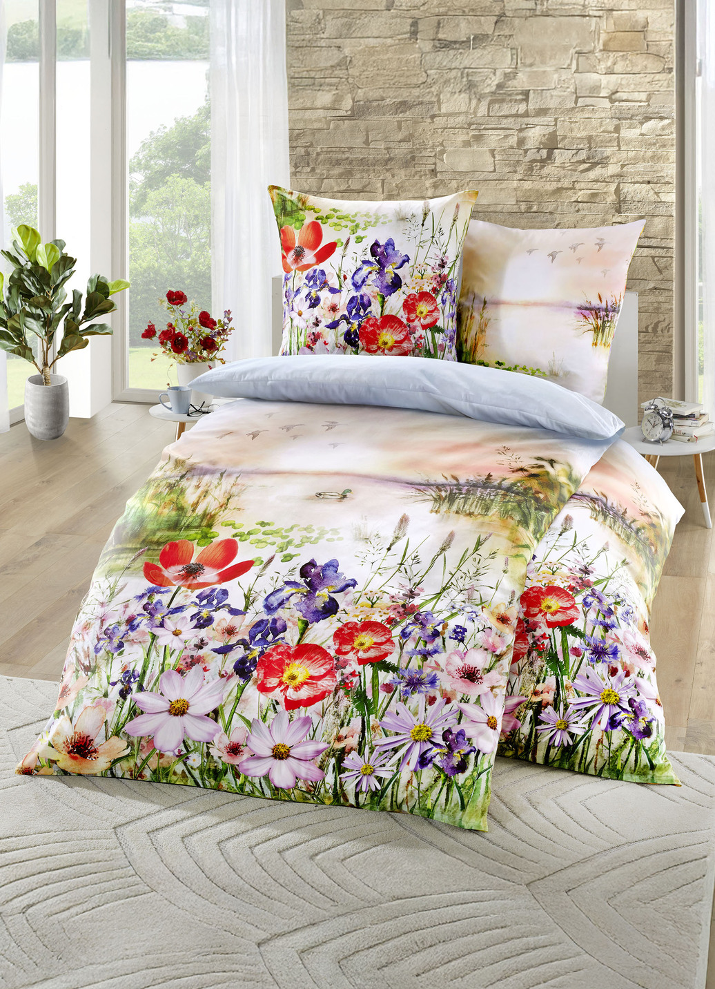 Bettwäsche-Garnitur mit Wende-Kissenbezug, Größe 112 (80x80 cm + 135x200 cm), Bunt von KAEPPEL