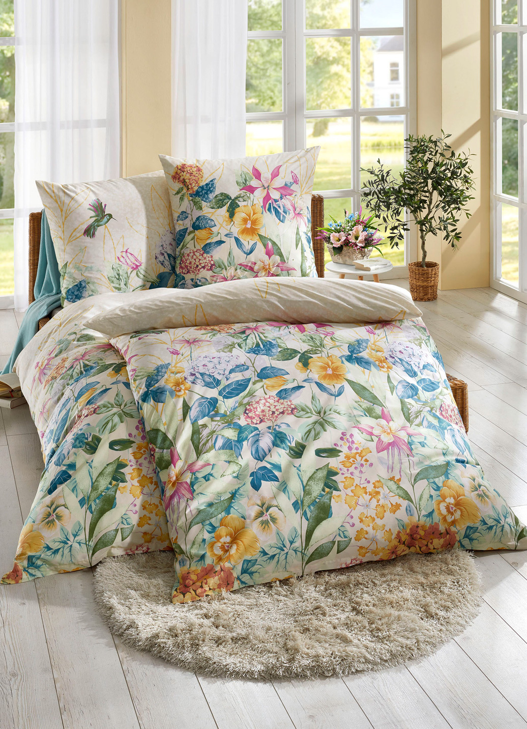 Renforcé Bettwäsche-Garnitur von Kaeppel, Größe 115 (80/80 cm + 155/220 cm), Gelb von KAEPPEL