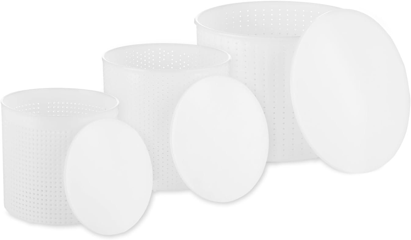 KAESE-SELBER.DE Back-Set Käseformen Set Groß inkl. Pressdeckel - Käse selber machen Käseform, (3-tlg) von KAESE-SELBER.DE