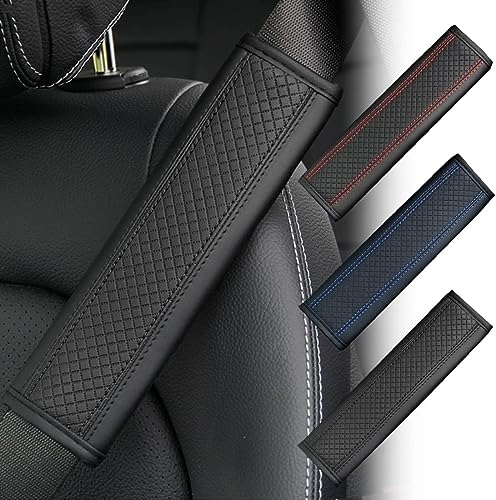 KAEW 2 StüCk Premium Leder Auto-Sicherheitsgurtpolster für BMW Z1 E30 Z3 Z3M E36 i3 i3s i3-S iX, Weicher Komfort rutschfest Atmungsaktiv Sicherheitsgurtbezug,A-Black von KAEW