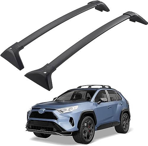 KAEW 2 Stück Aluminium Relingträger Dachträger Dachgepäckträger für Toyota RAV4 2019 2020 2021 2022 2023 2024, Gepäcktransport Reisen Camping Crossbar Roof Racks,Metallock von KAEW
