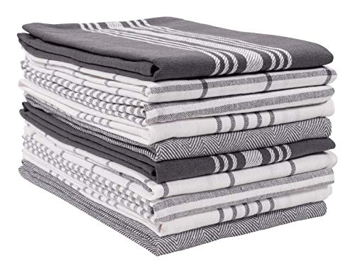 KAF Home Soho Geschirrtuch 10er-Set | 18 x 28 Zoll Geschirrtücher | Weiches und saugfähiges gemischtes Set Flacher Handtücher (Anthrazit) von KAF Home