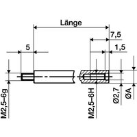 Verlängerungsstück Länge 100 mm Messbolzen-Ø 4 mm passend zu Messuhren von KÄFER