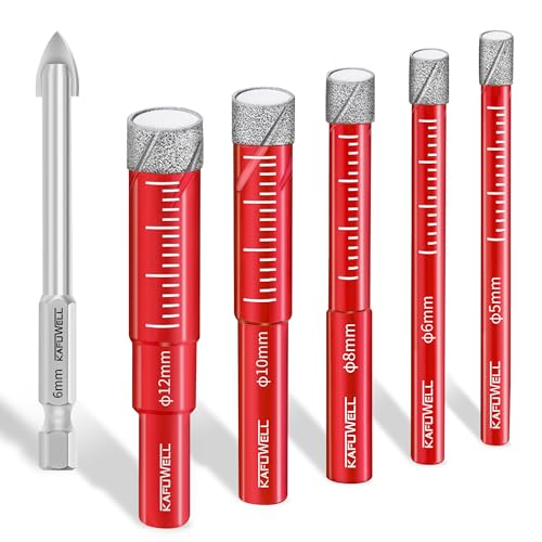KAFUWELL Fliesenbohrer Diamantbohrer Professional Set 10tlg, 5-12mm Glasbohrer & 6mm Karbid-Anbohrer für Keramik, Granit, Glas, Porzellan, Fliesen, harte Fliesen, Feinsteinzeug, Stein KAFUWELL Fliesenbohrer Diamantbohrer Professional Set 10tlg, 5-12mm Glasbohrer & 6mm Karbid-Anbohrer für Keramik, Granit, Glas, Porzellan, Fliesen, harte Fliesen, Feinsteinzeug, Stein von KAFUWELL