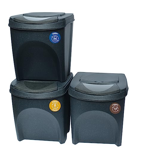 3er Set Mülleimer Abfalleimer Mülltrennsystem 75L - 3x25L Behälter Küche von KAGM