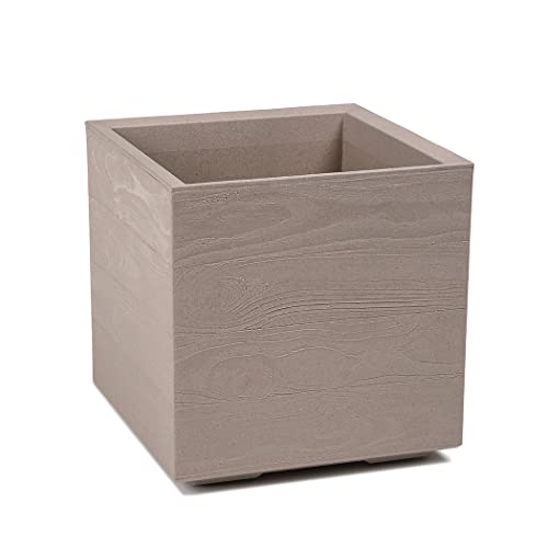 KAGM Blumenkübel Pflanzkübel Pflanztopf mit Rollen Holzoptik Pflanzgefäß Beige von KAGM